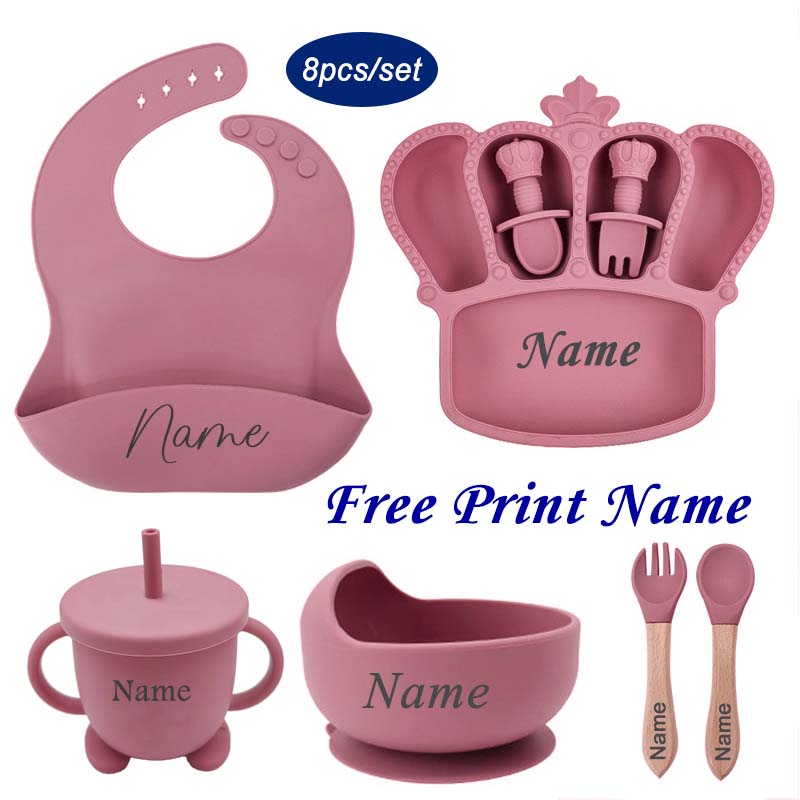 Baby Food Utensils Set - Gepersonaliseerde Naam Baby Voeding Bord Borden