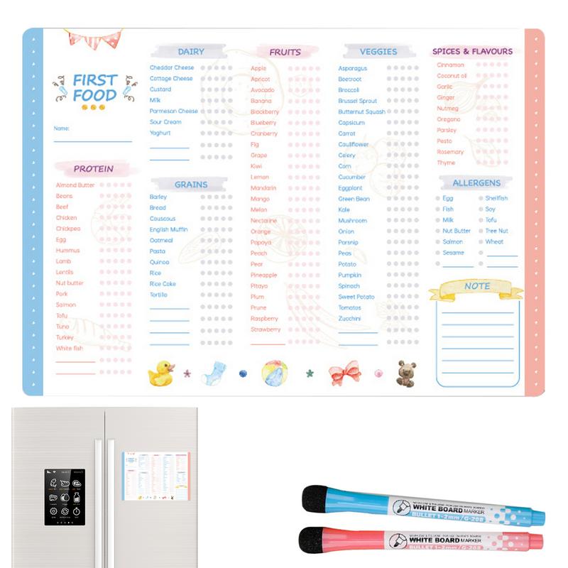 Baby Food Checklist - Herbruikbare First Foods Tracker-checklist Fidget Magnetische