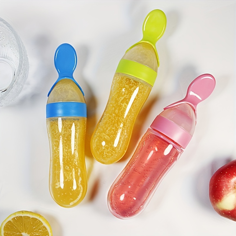 Baby Food Lunch - Siliconen babyfles met lepel, 3oz voedseldoseerlepel,
