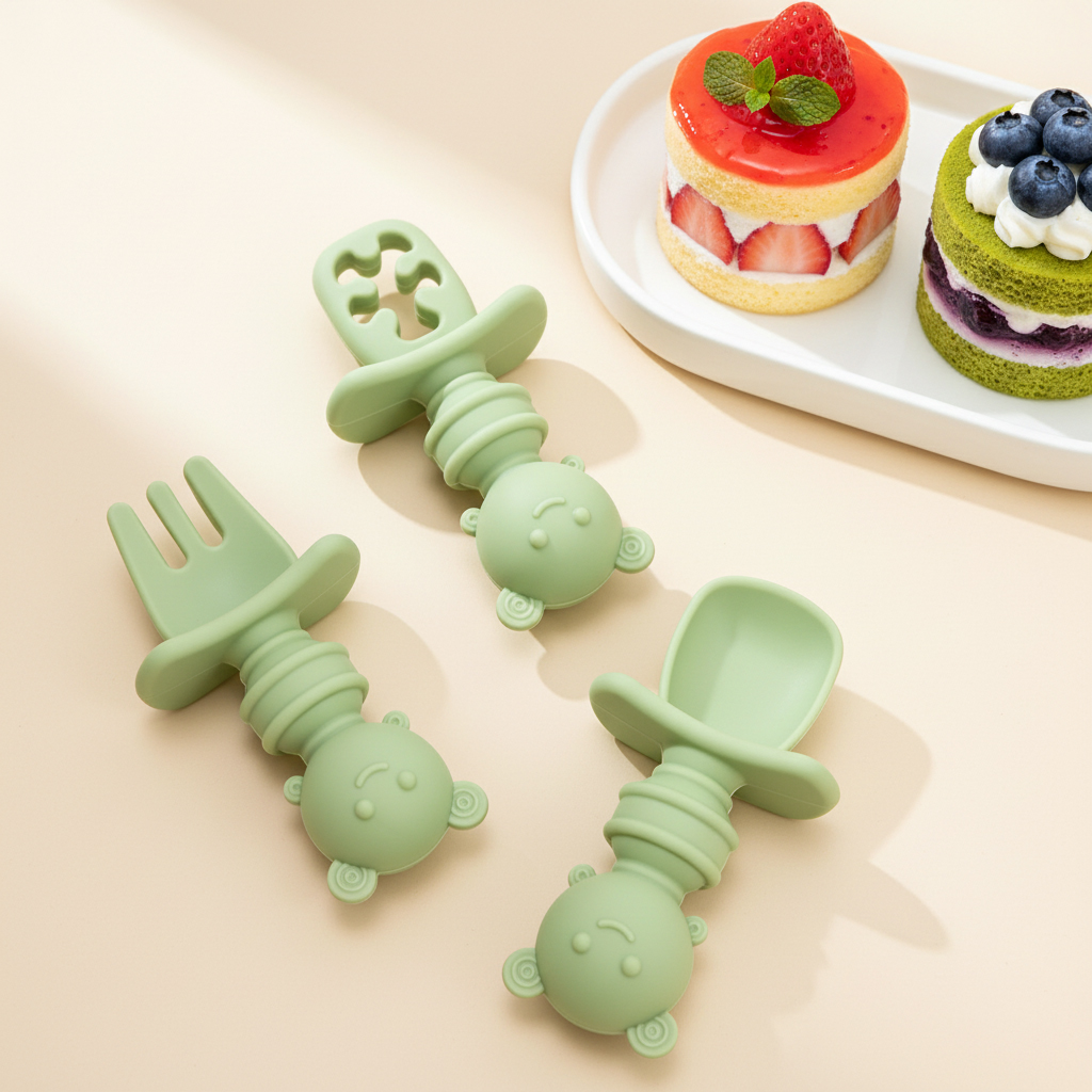 3-delige set met korte steel:  - Baby Food Utensils Set recensie en prijs